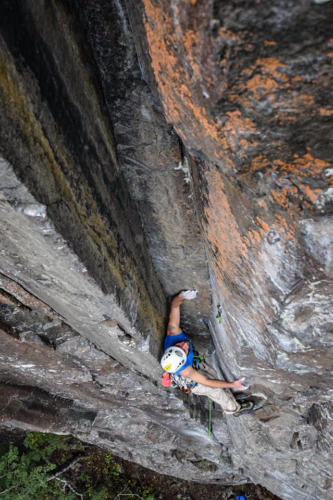 New Route - Aric Fishman on 'Chimney Sweep' - Photo by Paul Desaulniers