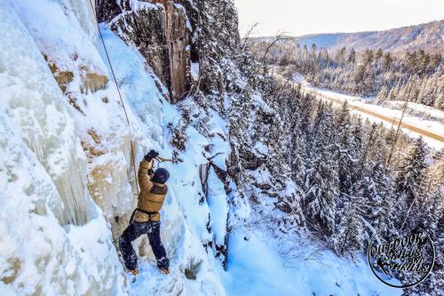 Ice climbing at Orient Bay -Outdoor Skills And Thrills -Photo by Paul Desaulniers